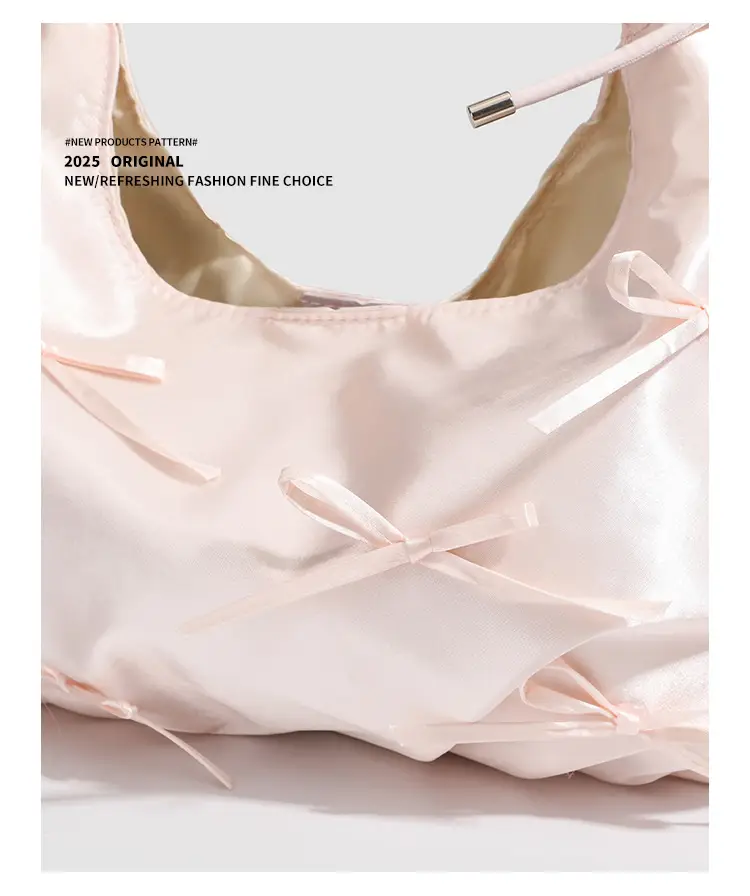 Sweet Pink Pleated Bow Handbag for Women — feature 20