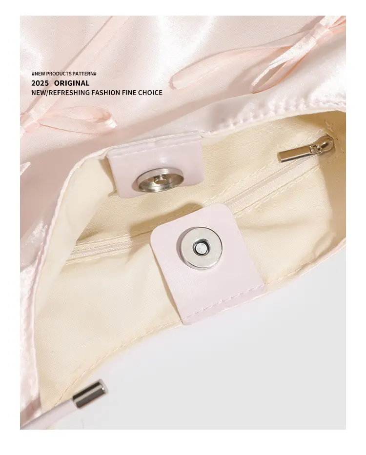 Sweet Pink Pleated Bow Handbag for Women — feature 21