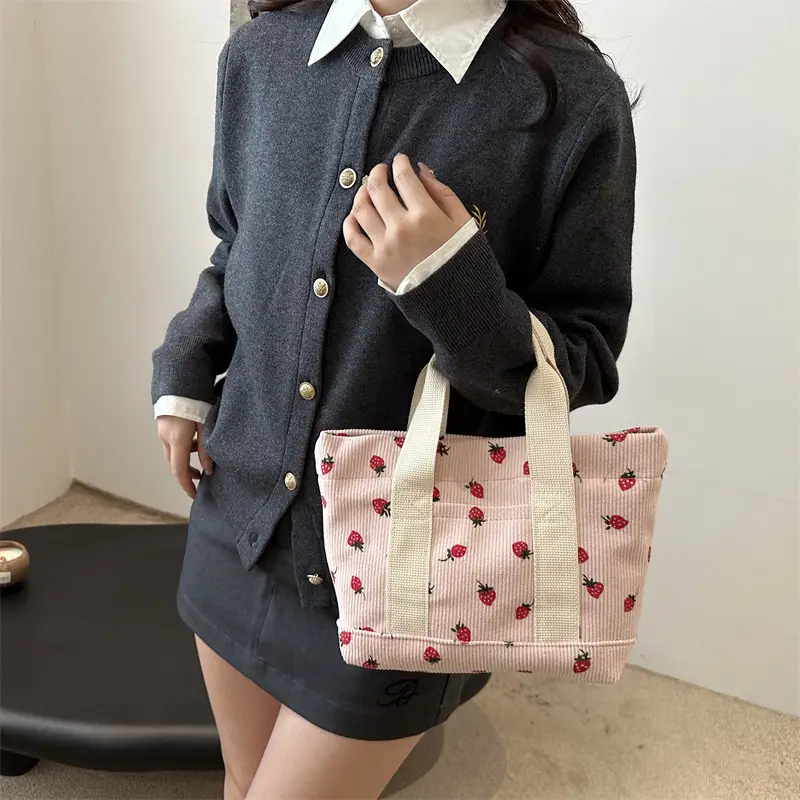 Strawberry Print Large Tote Bag 2025 Korean Style - Image 6