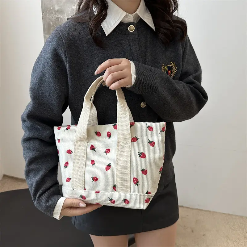 Strawberry Print Large Tote Bag 2025 Korean Style - Image 7