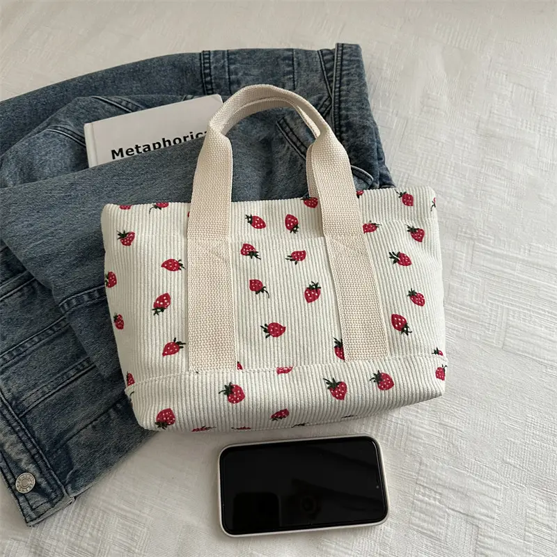 Strawberry Print Large Tote Bag 2025 Korean Style - Image 8