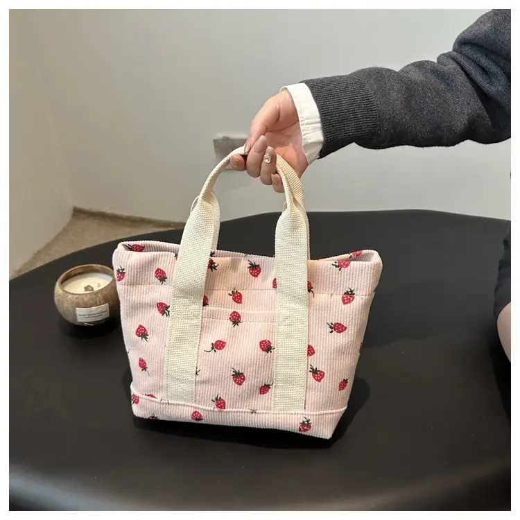 Strawberry Print Large Tote Bag 2025 Korean Style — feature 10