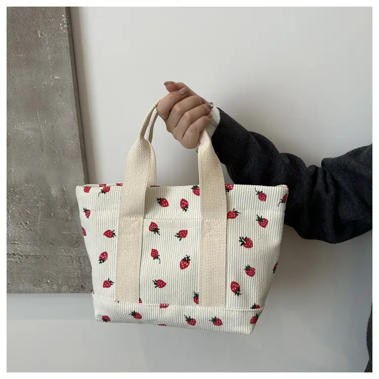 Strawberry Print Large Tote Bag 2025 Korean Style — feature 13