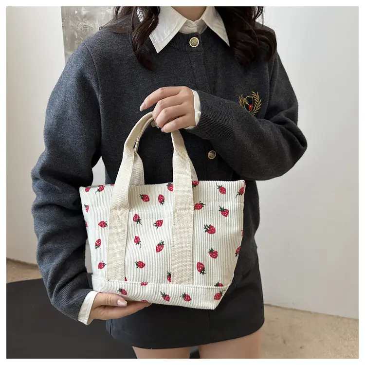 Strawberry Print Large Tote Bag 2025 Korean Style — feature 16
