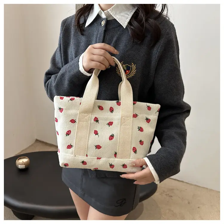 Strawberry Print Large Tote Bag 2025 Korean Style — feature 18