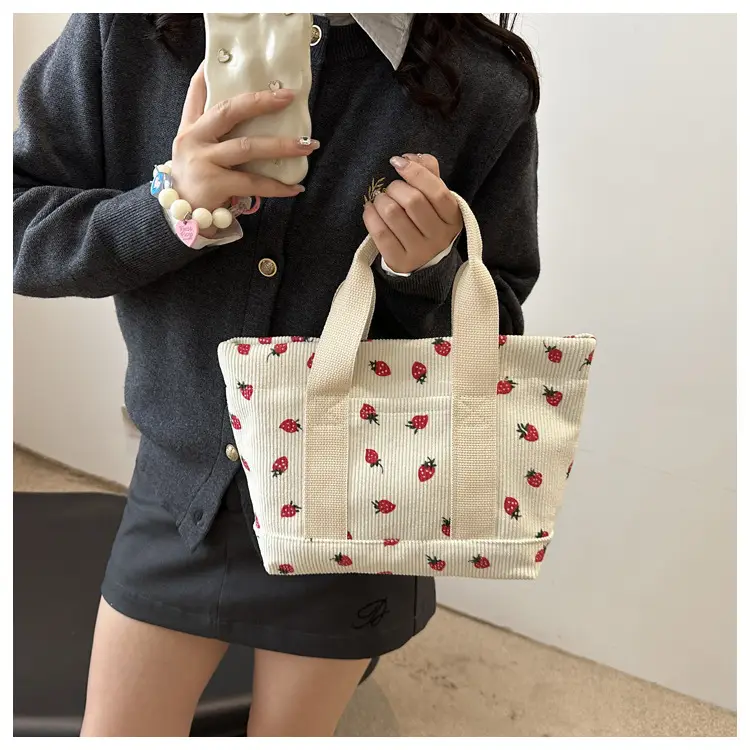 Strawberry Print Large Tote Bag 2025 Korean Style — feature 19