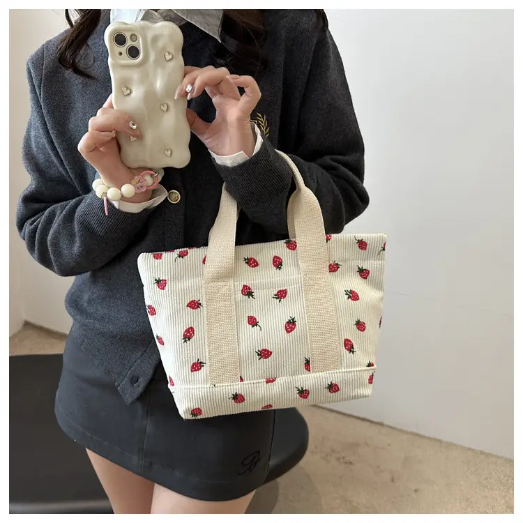 Strawberry Print Large Tote Bag 2025 Korean Style — feature 20