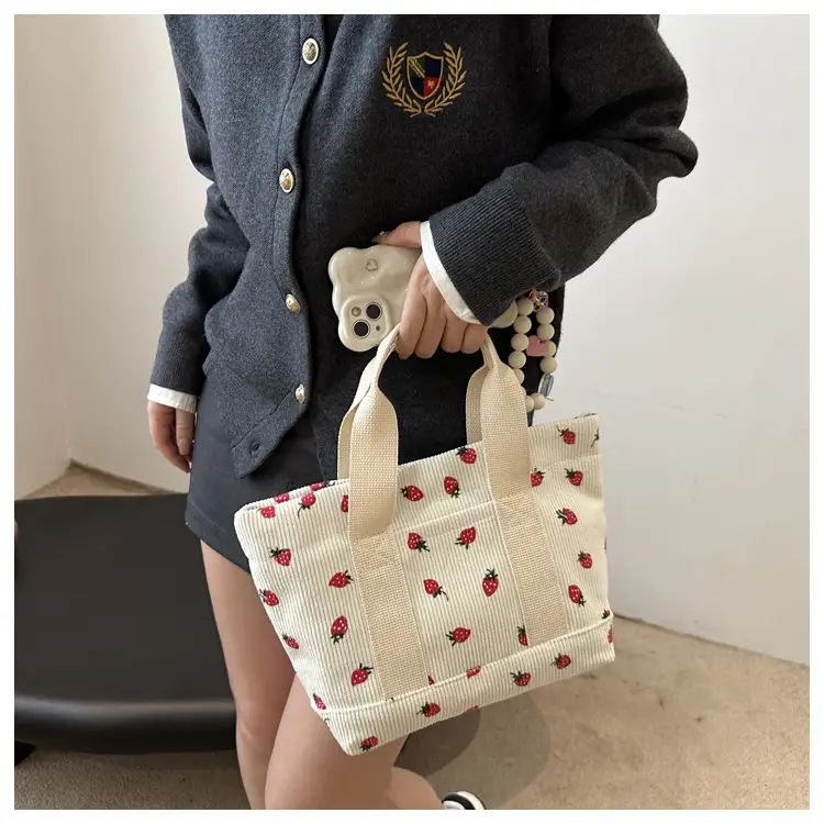 Strawberry Print Large Tote Bag 2025 Korean Style — feature 21