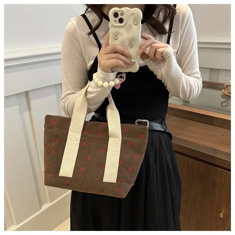 Strawberry Print Large Tote Bag 2025 Korean Style — feature 26