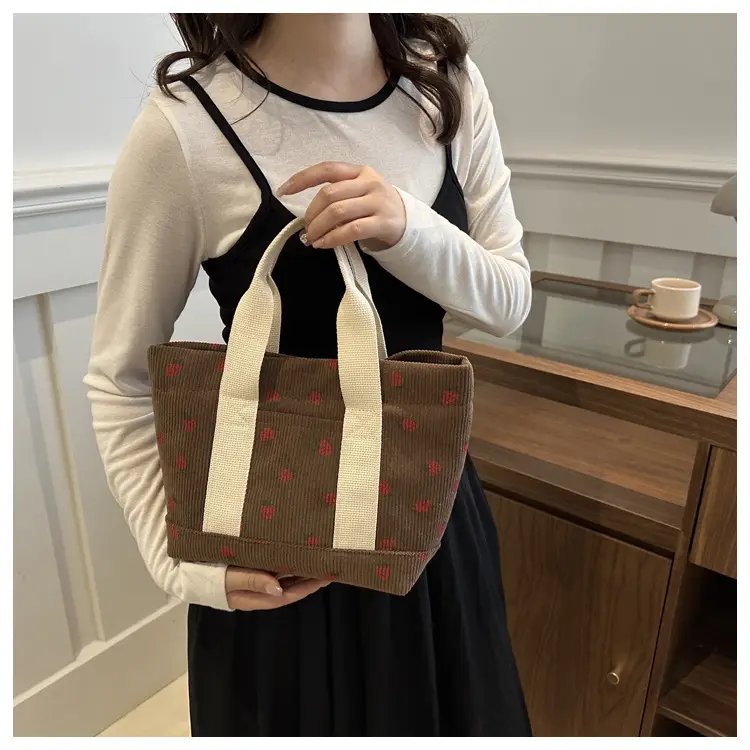 Strawberry Print Large Tote Bag 2025 Korean Style — feature 30