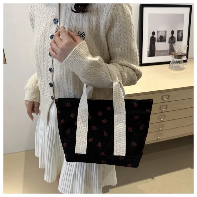 Strawberry Print Large Tote Bag 2025 Korean Style — feature 32