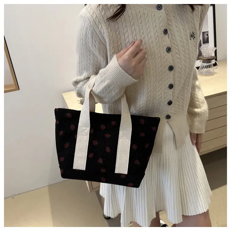 Strawberry Print Large Tote Bag 2025 Korean Style — feature 33