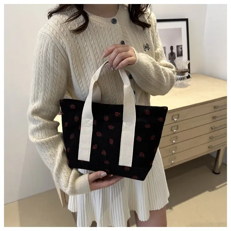 Strawberry Print Large Tote Bag 2025 Korean Style — feature 34