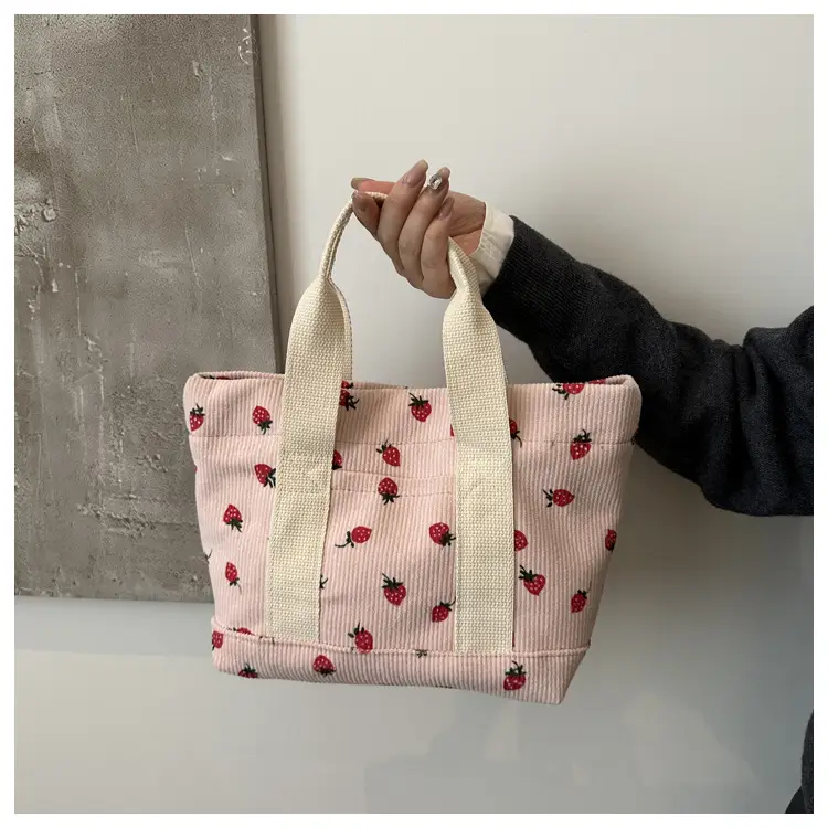 Strawberry Print Large Tote Bag 2025 Korean Style — feature 9