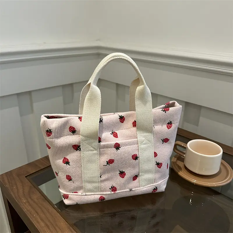 Strawberry Print Large Tote Bag 2025 Korean Style - Image 3