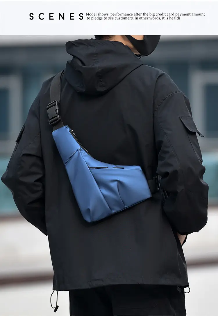 Men's Gun-Shape Shoulder Bag Black Nylon — feature 15