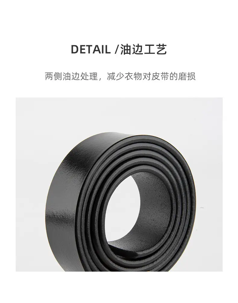 Women's Black Genuine Leather Belt with Gold Buckle — feature 7