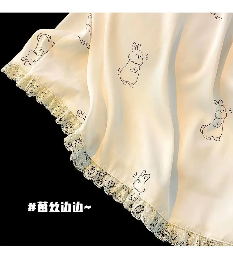 Women's Sexy Pure Desire Nightgown with Chest Pad Suspender Nightgown Instagram Style Cold Silk Nightgown Summer 2025 New Style — feature 8