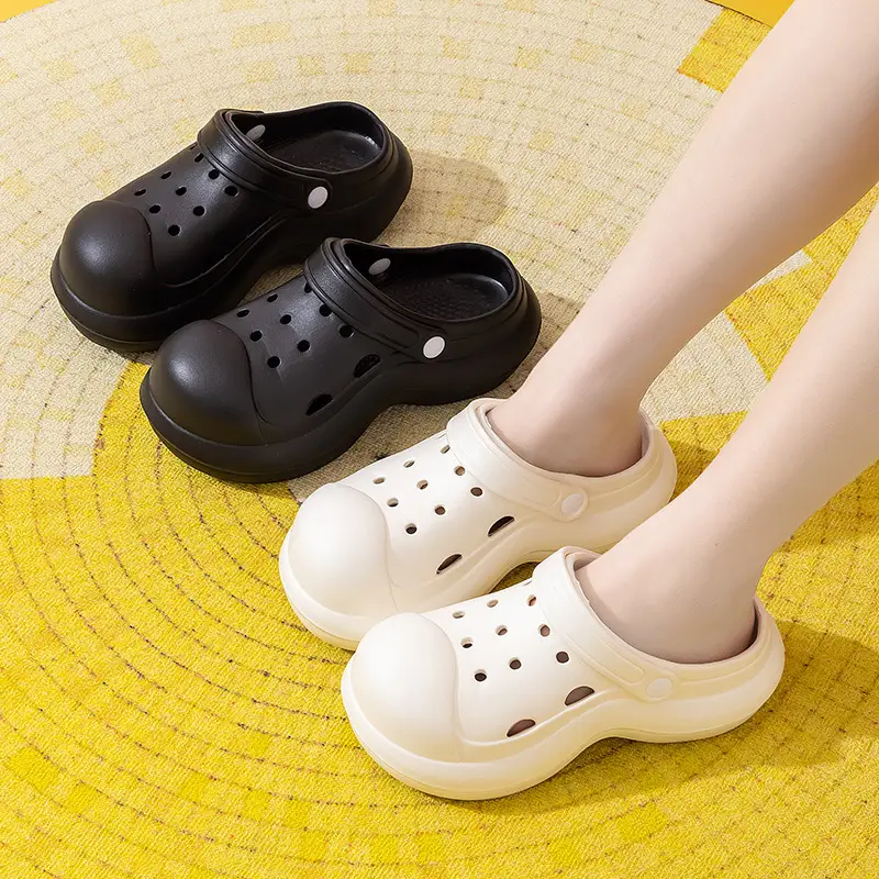 Women High Heeled Sandals White Clogs Summer Beach