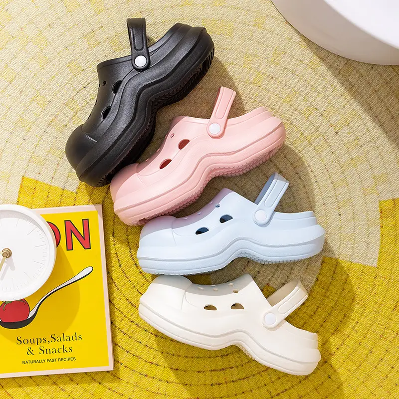 Women High Heeled Sandals White Clogs Summer Beach