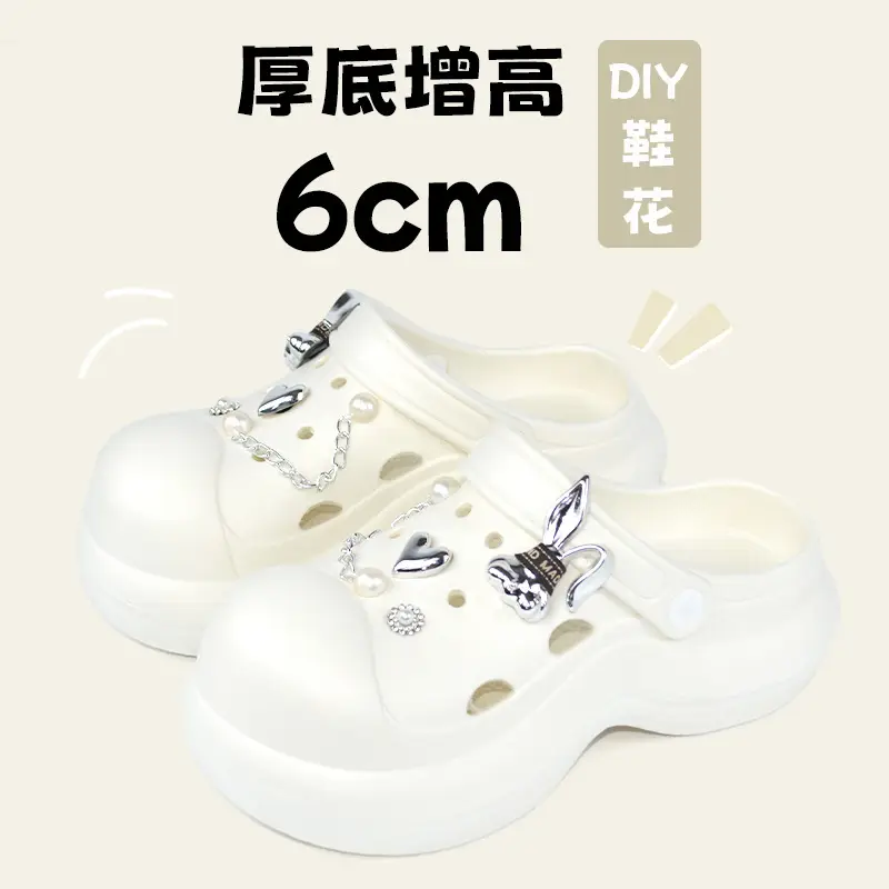 Women High Heeled Sandals White Clogs Summer Beach