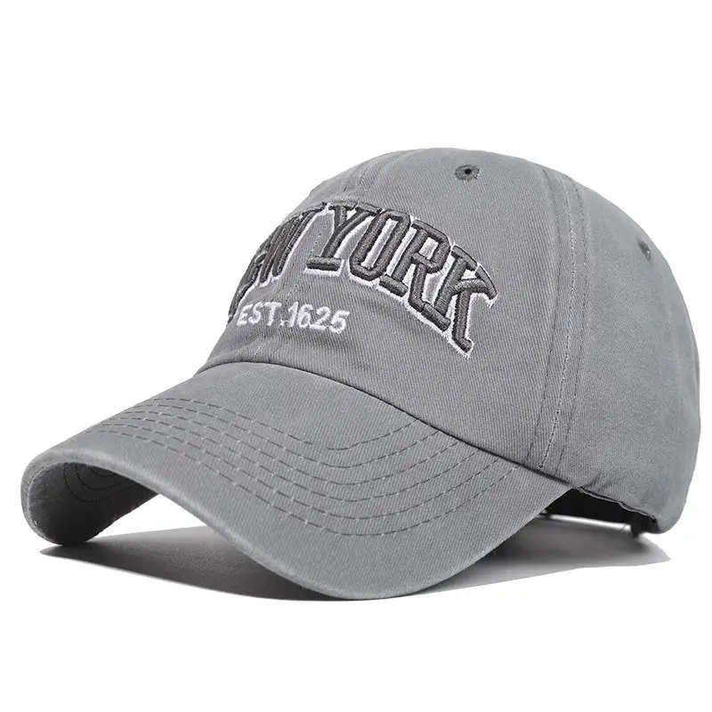 Retro Embroidered Peaked Cap Gray Men Women Sun Hat - Image 2