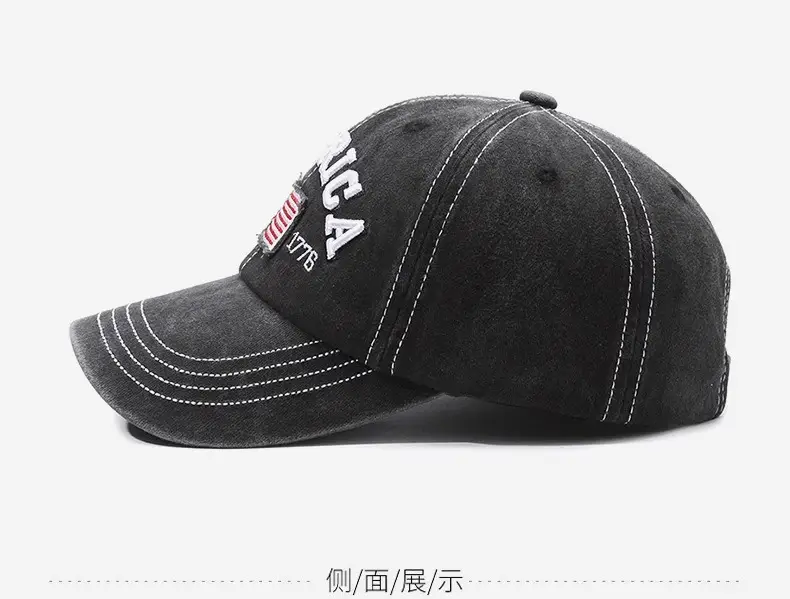 Vintage Washed American Flag Cap for Men Women Black — feature 16