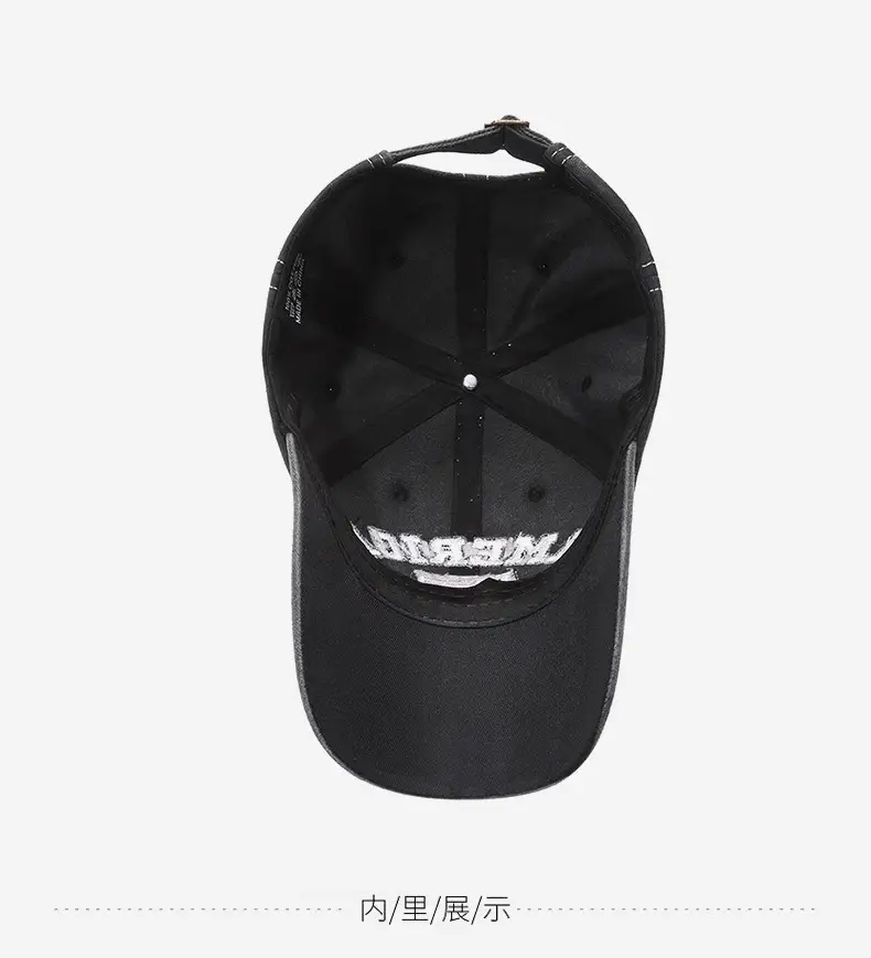 Vintage Washed American Flag Cap for Men Women Black — feature 19