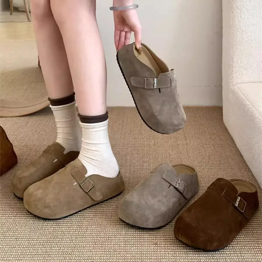 Women's Brown Slip-On Lazy Shoes with Height-increasing Design - Image 3