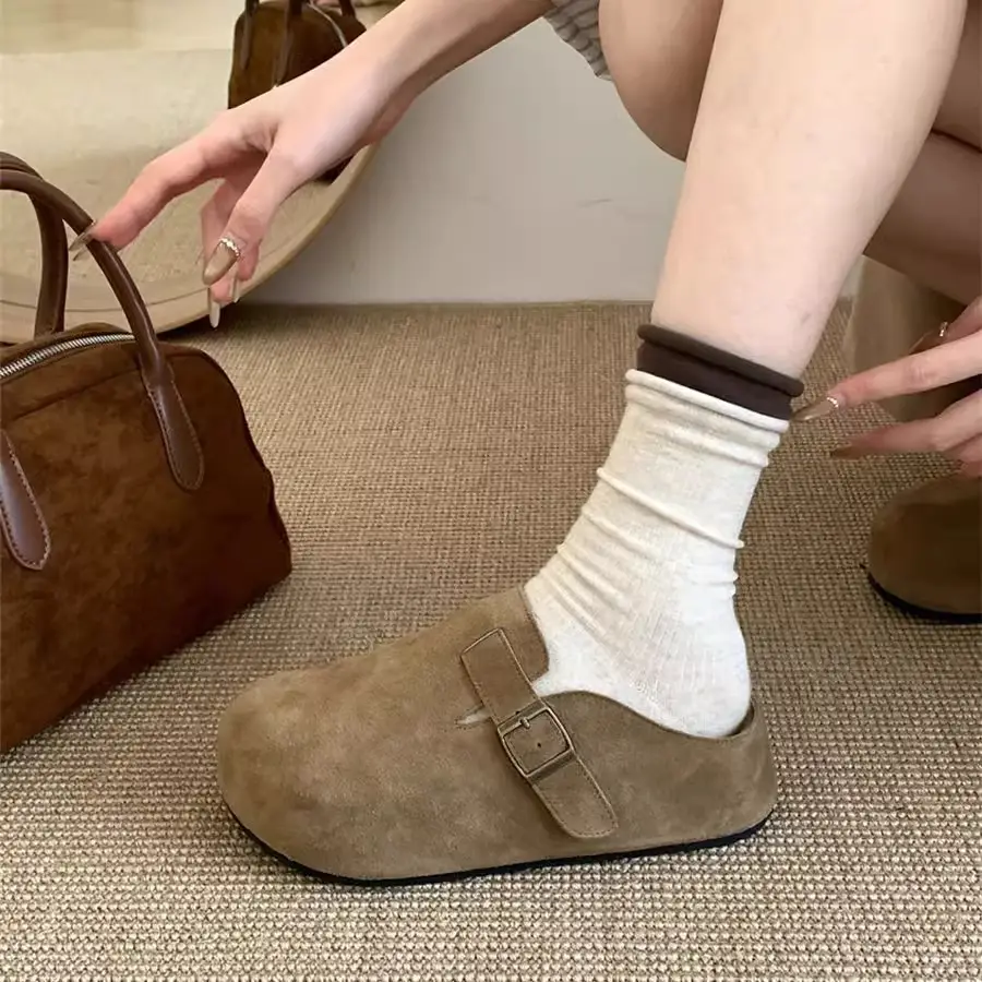 Women's Brown Slip-On Lazy Shoes with Height-increasing Design — feature 2