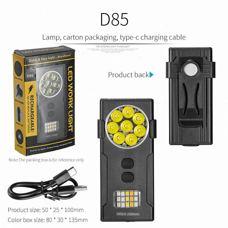 New Cross-Border Aluminum Take Clip Light Flashlight Dual Purpose Portable Strong Magnetic Super Long Endurance Outdoor Super Bright - Image 2