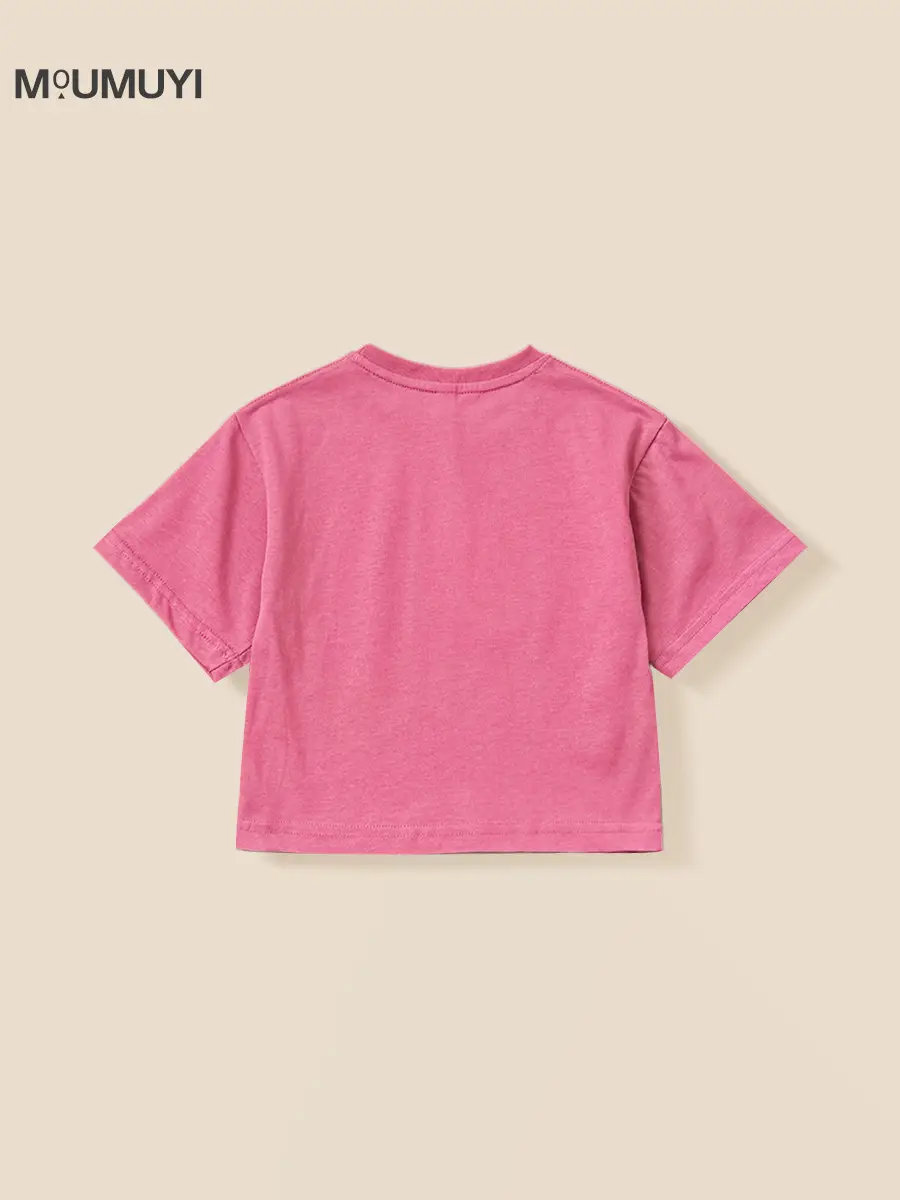 Kids 2026 Korean Style Letter Print T-Shirt Pink - Image 3