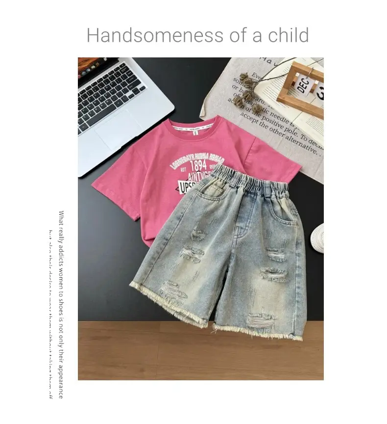 Kids 2026 Korean Style Letter Print T-Shirt Pink — feature 11