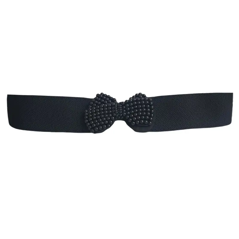 Black Bow Belt with Pearl Embellishment for Women