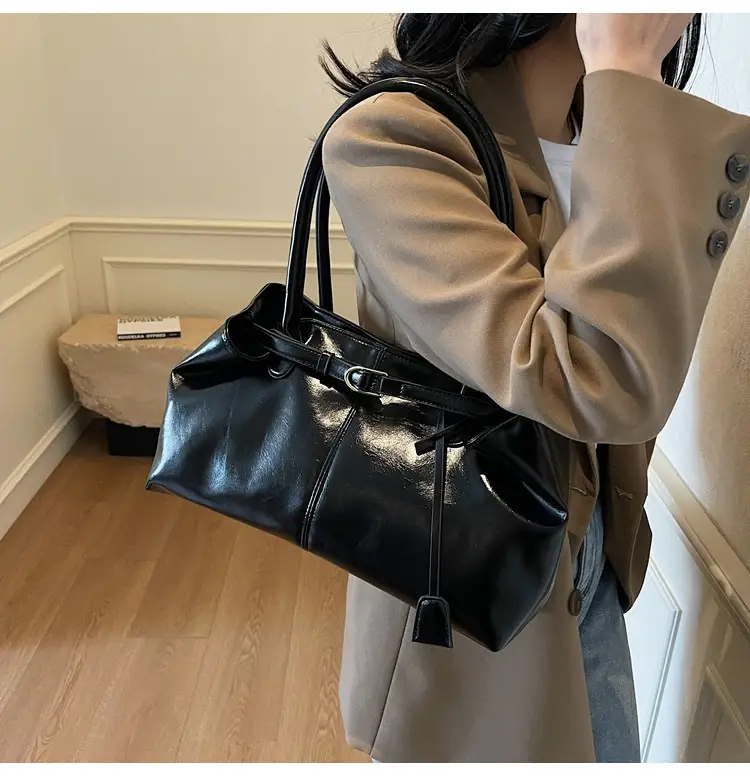 Women's Korean Style Soft Leather Tote Bag Beige 2025 — feature 19
