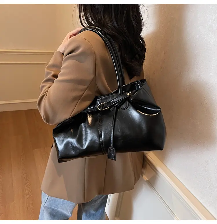 Women's Korean Style Soft Leather Tote Bag Beige 2025 — feature 21