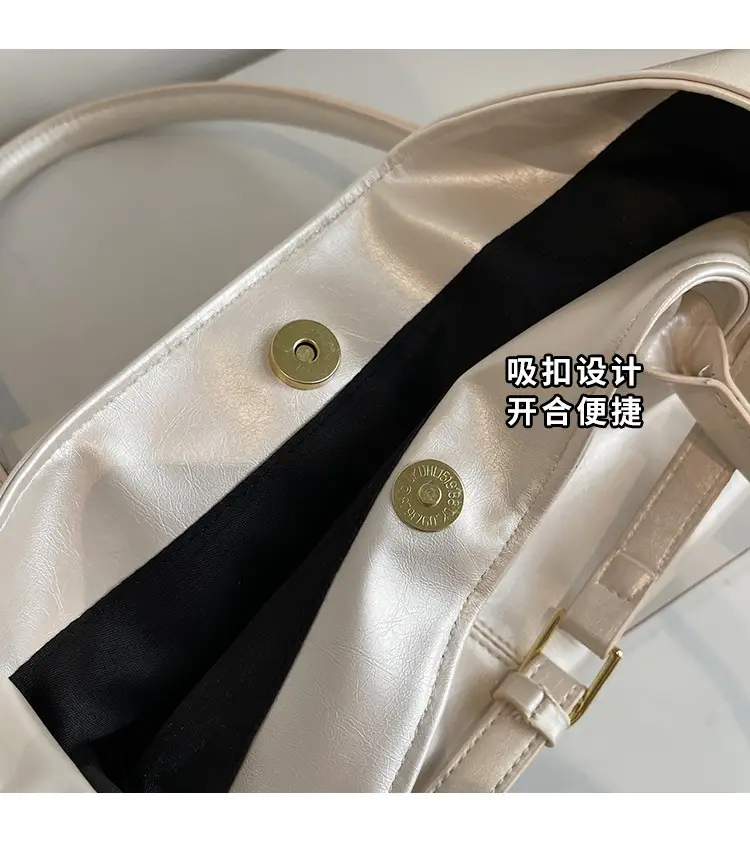Women's Korean Style Soft Leather Tote Bag Beige 2025 — feature 8