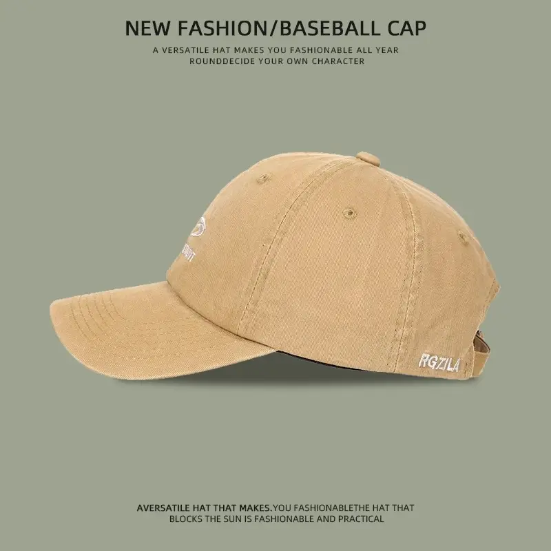 Men Baseball Cap Tan Wide Brim Sun Protection — feature 10