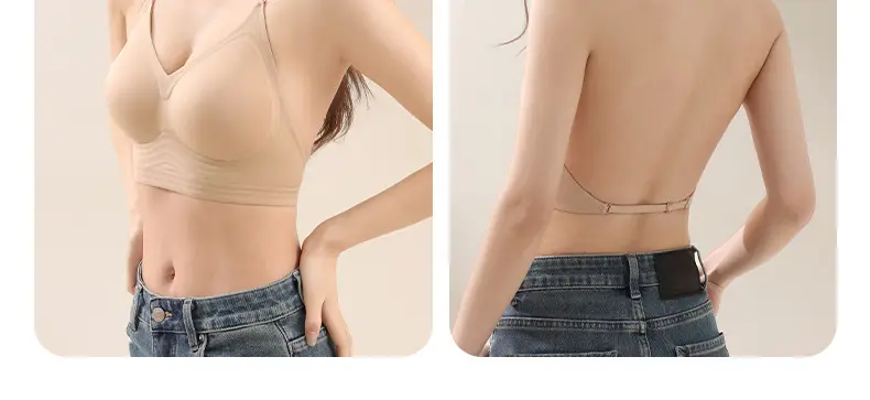 Deep U Backless Invisible Seamless Intimates Women's Cross Beautiful Back Thin Top-Up Soft Support Wire-Free Push-Up Bra — feature 21