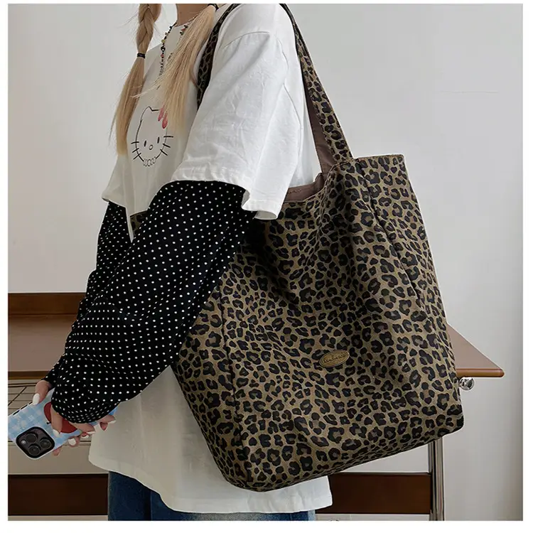 Yellow Leopard Print Double Tote Bag for Women — feature 10