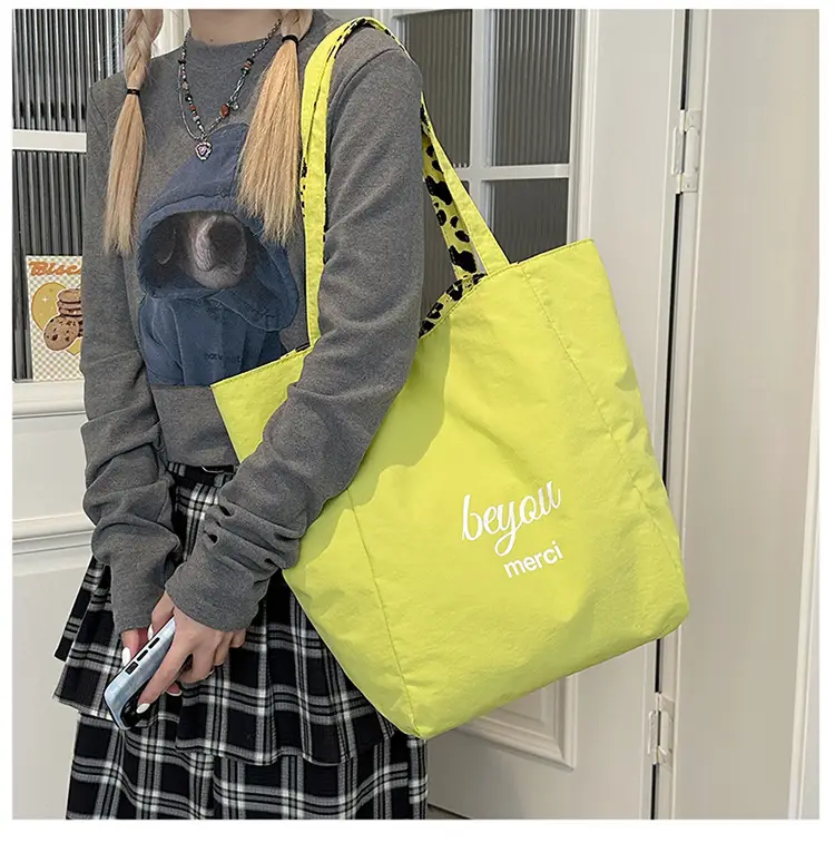 Yellow Leopard Print Double Tote Bag for Women — feature 11