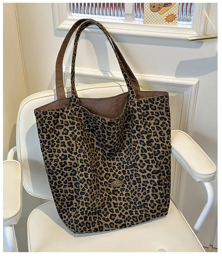 Yellow Leopard Print Double Tote Bag for Women — feature 15