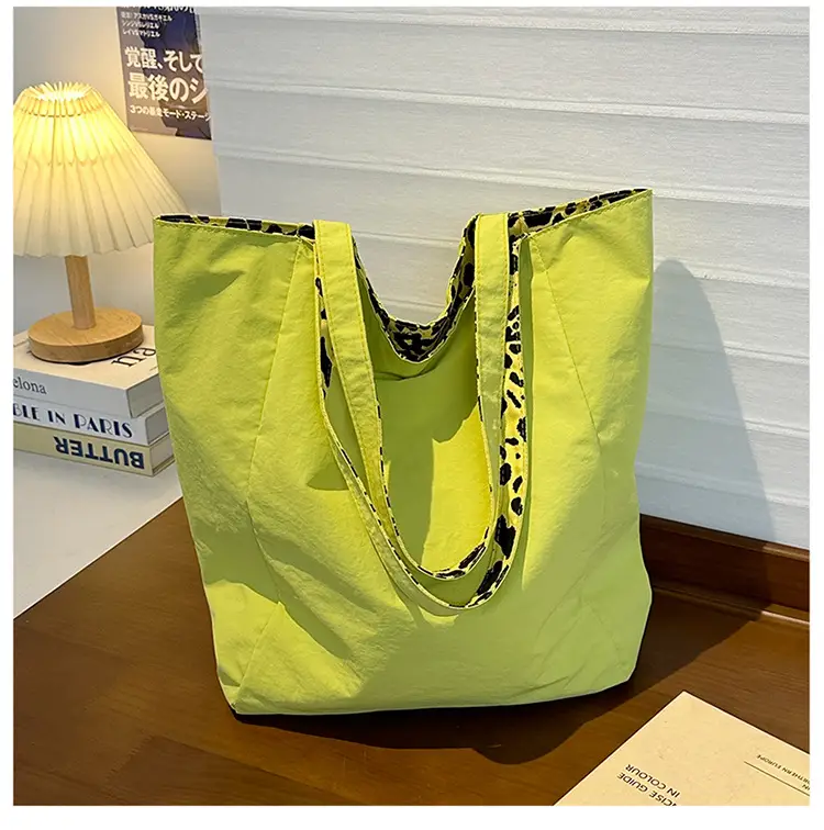 Yellow Leopard Print Double Tote Bag for Women — feature 16