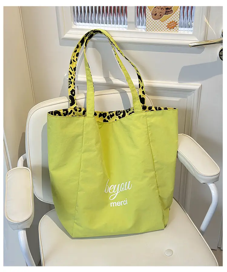 Yellow Leopard Print Double Tote Bag for Women — feature 17