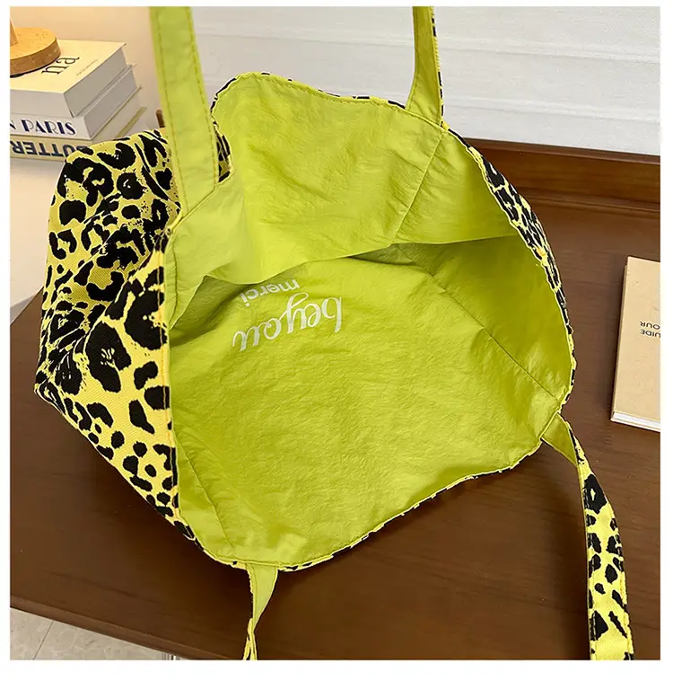 Yellow Leopard Print Double Tote Bag for Women — feature 19