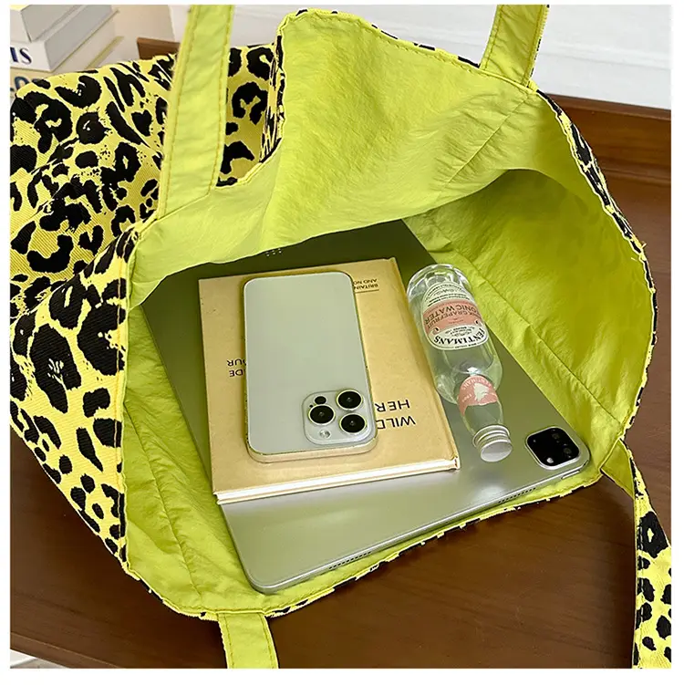 Yellow Leopard Print Double Tote Bag for Women — feature 20