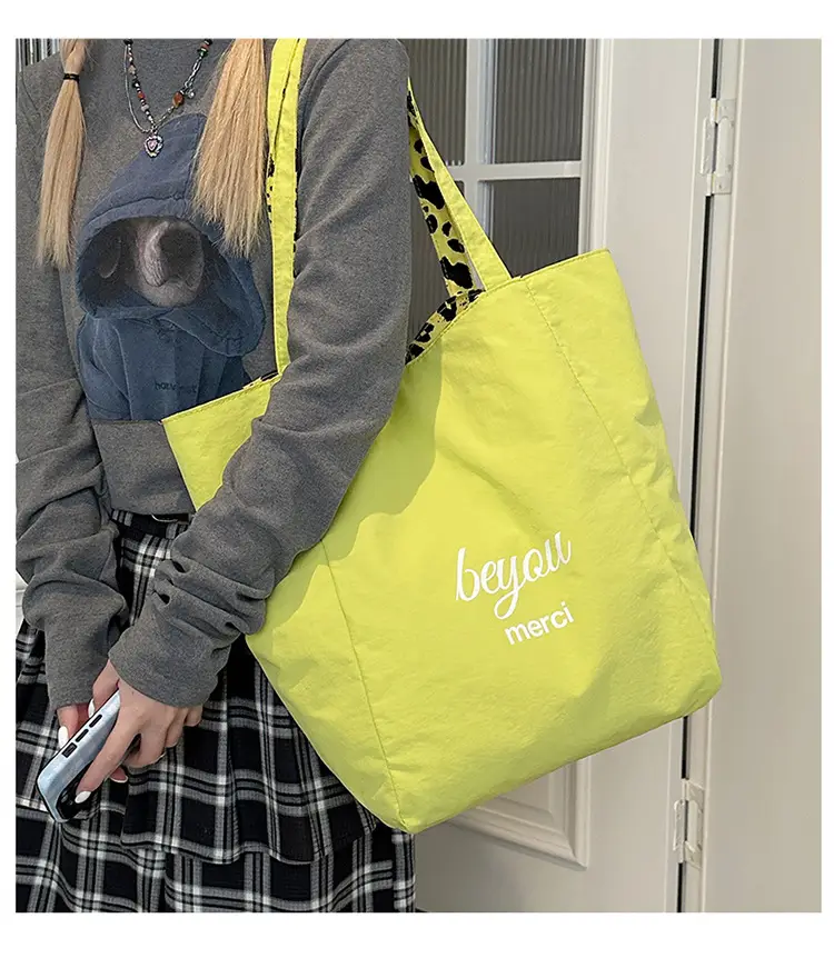 Yellow Leopard Print Double Tote Bag for Women — feature 4