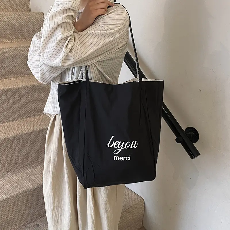 Women Canvas Striped Large Shoulder Tote Bag 2025 - Image 9