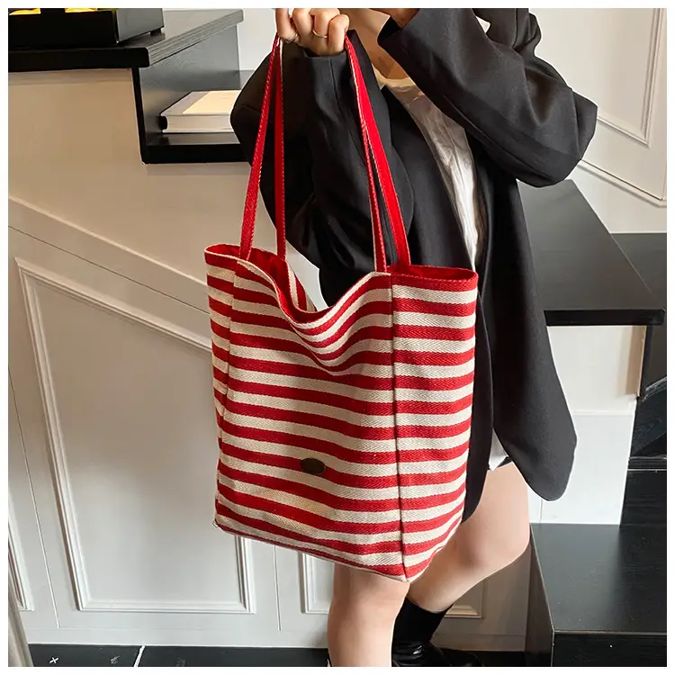 Women Canvas Striped Large Shoulder Tote Bag 2025 — feature 23