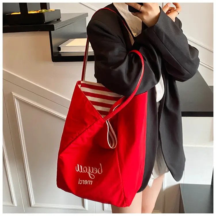 Women Canvas Striped Large Shoulder Tote Bag 2025 — feature 27